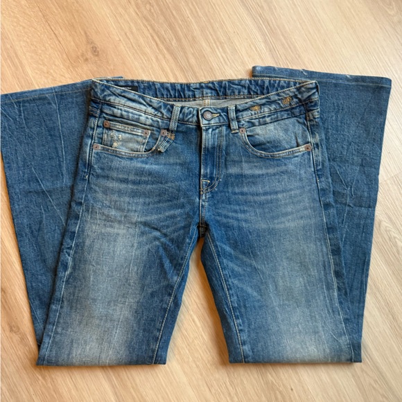 R13 Boy Flare Jeans Kelly Stretch Wash Sz 28 Wide Leg Luxury - Picture 4 of 8